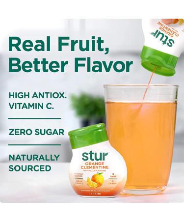 Stur Liquid Water Enhancer - Orange Clementine Flavor, Stevia Sweetened, High in Vitamin C & Antioxidants - Sugar Free, Zero Calories, Keto & Vegan - 5 Bottles (Makes 120 Drinks) - Buy Online on GoSupps.com