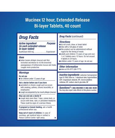 Mucinex 12-Hour Chest Congestion Expectorant Tablets 40 ct - Fast Relief for Congestion - Buy Online on GoSupps.com