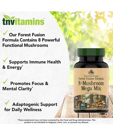 8 Mushroom Complex - 180 Capsules - Lion s Mane Reishi Chaga Cordyceps & Turkey Tail - Natural Immune Focus & Energy* Support Supplement for Men & Women - Buy Online on GoSupps.com