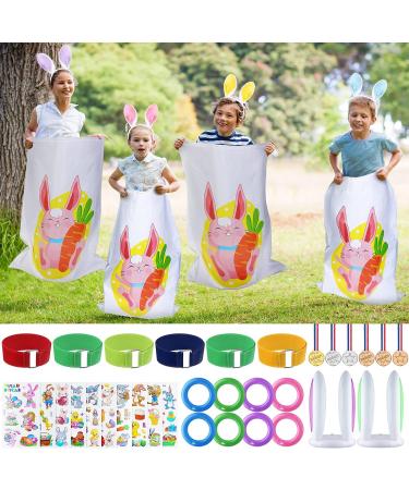 Easter Outdoor Party Game Set: Bunny Potato Sack Race, Relay Race Bands, Ring Toss, Headband, Stickers - Easter Party Favor & Egg Hunt Game - Buy Online on GoSupps.com