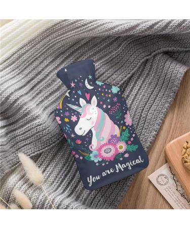 Flower Unicorn Hot Water Bottle with Plush Cover - Ideal Hand Warmer for Adults & Children | 26.5x15.3cm | International Shipping Available - Buy Online on GoSupps.com
