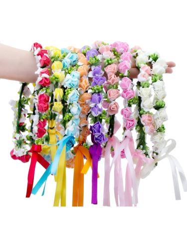 Onwon Multicolor Rose Flower Wreath Headband - Light Blue Floral Crown for Wedding, Festivals, Photography - Halo Hair Band for Travel & Performance - Buy Online on GoSupps.com