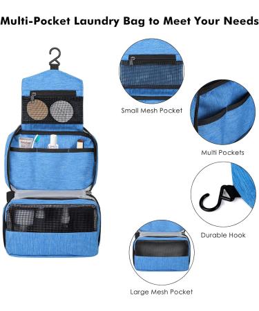 Cooja Hanging Toiletry Wash Bag with Hook & Handle - Sky Blue | Travel Gear Set for Men and Women | Includes 1 Toilet Bag + 2 Drawstring Bags - Buy Online on GoSupps.com