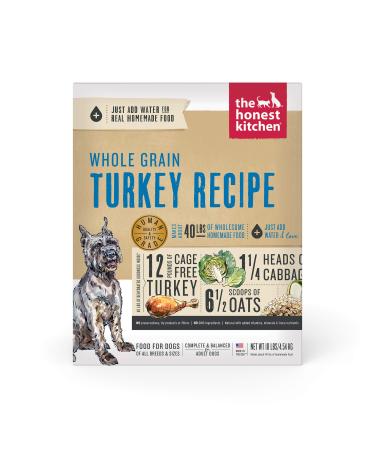 The Honest Kitchen Human Grade Dehydrated Whole Grain Dog Food – Complete Meal or Dog Food Topper – Turkey 10 lb (makes 40 lbs) Turkey 10 Pound (Pack of 1)