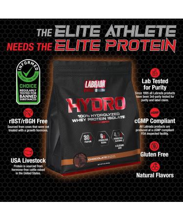 LABRADA Hydro 100% Pure Hydrolyzed Whey Protein Isolate Powder, Lactose Free, Glutamine, Fastest Digesting Whey Available, Instant Mixing, Delicious Taste 47 Servings 4lb (Chocolate) Chocolate 4 Pound (Pack of 1) - Buy Online on GoSupps.com