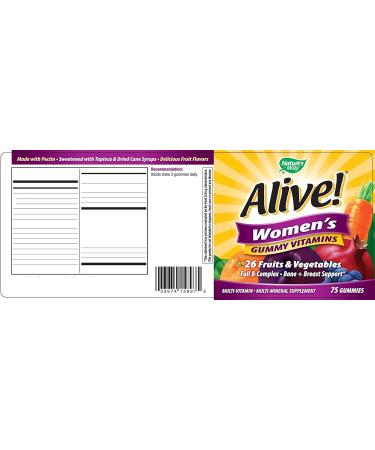 Nature's Way Alive!a Womenas Premium Gummy Multivitamin Fruit and Veggie Blend 75 Gummies - Buy Online on GoSupps.com