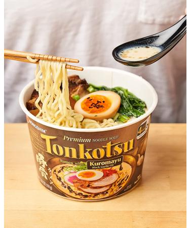 Nongshim Tonkotsu Ramen with Kuromayu Noodle Big Bowl 3.56 oz (Pack of 6) - Authentic Japanese Flavor in Every Bite! - Buy Online on GoSupps.com