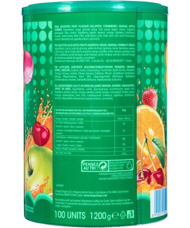 Chupa Chups Tubo of 100 Fruit Dummies (1.2 kg) - Buy Online on GoSupps.com