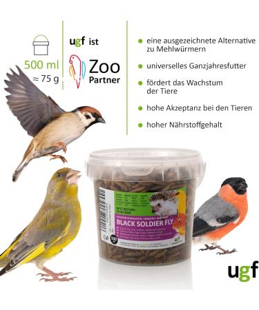 UGF Soldier Fly Larvae Dried 500ml - Premium Bird & Animal Feed for Wild Birds Hedgehogs Squirrels Quails & Hamsters - Buy Online on GoSupps.com
