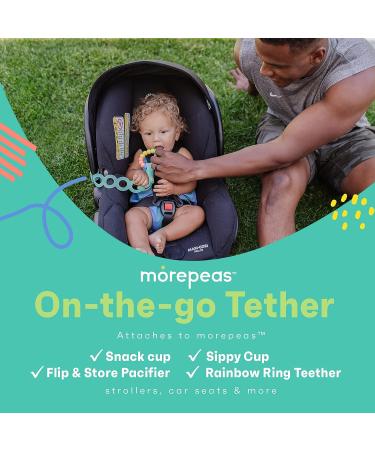MorePeas On-The-Go Tether | Pacifier Clip & Sippy Cup Strap | Silicone Stroller & Car Seat Clip | Baby Toys & Teethers Holder | Dishwasher Safe | Sherbert - Buy Online on GoSupps.com