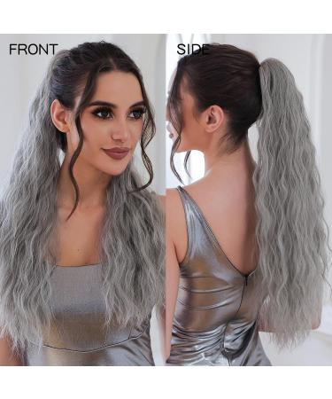 Ponytail Extension Natural Fluffy Pony Tail Synthetic Hairpiece for Women Silver Gray Blonde Ponytail Hair Extension Claw Clip 24inch Long Curly Ponytail Hair Extension(NMW1047-12) - Buy Online on GoSupps.com