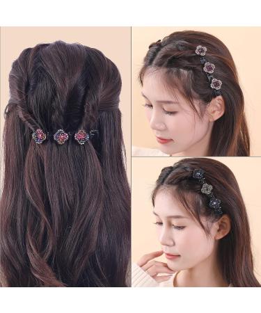 Sparkling Crystal Stone Braided Hair Clips Set | 8Pcs Duckbill & Small Clips with Rhinestones for Women/Girls - Buy Online on GoSupps.com