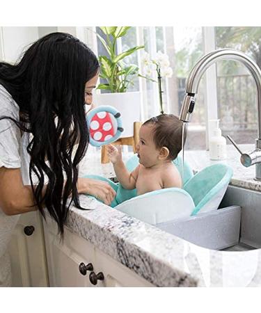 Blooming Bath Poppy Baby Bath Pad - Plush Minky Flower Sink Bath Cushion - Seafoam/Brown - Buy Online on GoSupps.com