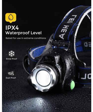 CUGHYS Rechargeable LED Headlamp | 4 Modes, Waterproof, Adjustable Headband | Camping, Hiking, Hunting | Black - Buy Online on GoSupps.com