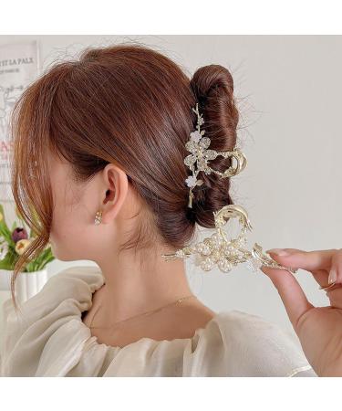 2 Pack Large Metal Hair Clips Flower Nonslip Grab Clips Cute Jaw Hair Clamps Fashion Hair Accessories for Women Girls Flowers