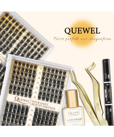Cluster Lashes Quewel 168pcs - C Curl 12-18mm Eyelash Extensions - Soft & Light Volume False Eyelashes for Home Use - Buy Online on GoSupps.com