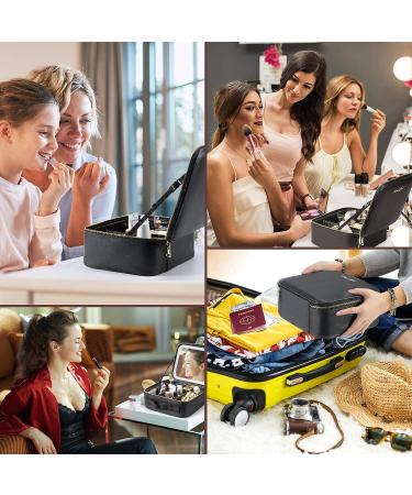 Extrei Gent Makeup Travel Train Case with LED Light | Adjustable Brightness & Partition | Waterproof Cosmetic Bag for Women - Black - Buy Online on GoSupps.com