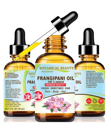 Botanical Beauty Frangipani Oil 100% Natural 2 Fl. oz - 60 ml Frangipani Essential Oil for FACE Skin Body Hair Nails Beauty Oil Skin Moisturizer Oil Nourishing Oil Perfume Soap Making