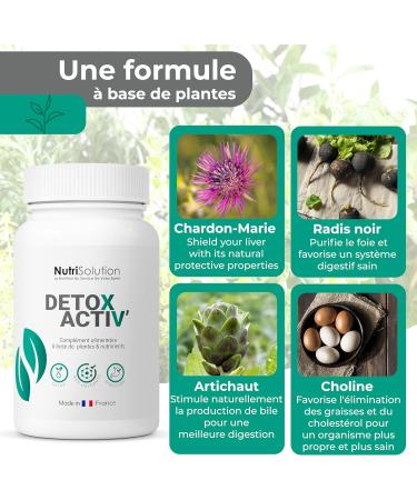 Nutrisolution I Detox Activ' I 90 Capsules I Detoxifying Food Supplement I Milk Thistle Detoxification of the Liver I Powerful and Fast Detox Cure I Elimination Toxins I Made in France - Buy Online on GoSupps.com