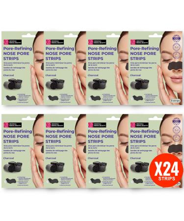 Original Derma Beauty Nose Strips 24 Pore-Refining Charcoal Nose Pore Strips Black Head Remover For Face for Beauty & Personal Care Pore-Refining - Charcoal