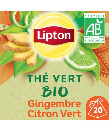 Lipton Lipton Organic Green Tea Ginger & Lime Rainforest Alliance Certified 240 Bags (Pack of 12 x 20 Bags)