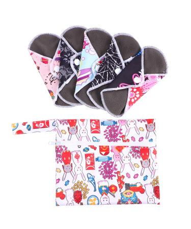 Lurrose 1 Set Sanitary Napkins Menstrual Napkin Pad Cloth Incontinence Pads Bamboo Mama Cloth Menstrual Pads The Outer Layer Is Made Of Printed Washable Mother