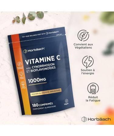 Vitamine C 1000mg Complexe avec Citrus Bioflavonoids et Rosa Canina | Cure de 6 Mois - 180 Comprim s V gans | Vitamin C Complex | Horbaach - Buy Online on GoSupps.com