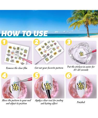 Summer Nail Art Stickers - Palm Tree Beach Water Transfer Decals - Anchor Design Manicure Decorations - 24 Sheets - Buy Online on GoSupps.com