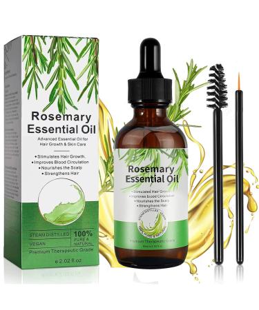 Rosemary Oil for Hair Growth Rosemary Essential Oils for Hair Loss & Skin Care Strengthens Hair Nourishes Scalp Light Weight Non Greasy Improves Scalp Circulation 60 ml for Unisex 60.00 ml (Pack of 1)