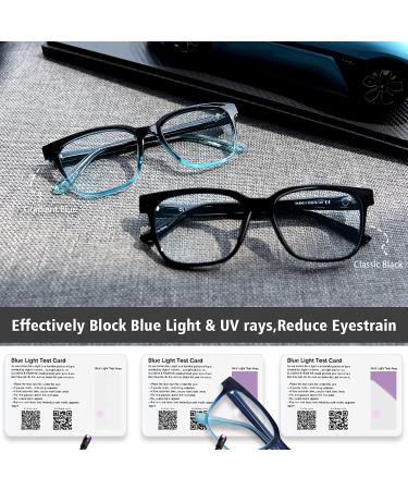 OLIVENA 2Pack Anti Blue Light Glasses - Black Square Oversized Thin Blue Light Blocking Glasses for Women Men - Reduce Eyestrain & UV Glare - Buy Online on GoSupps.com