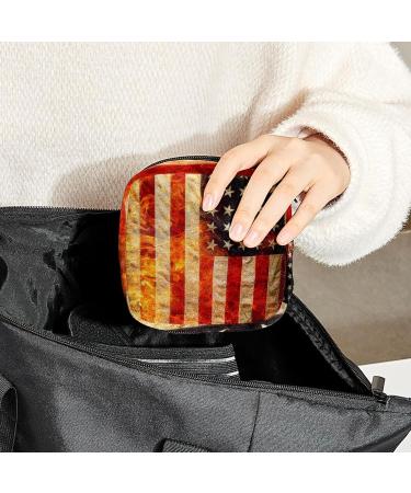 GIAPB Period Bag - American Flag and Flames Period Pouch Travel Makeup Bag - Buy Online on GoSupps.com