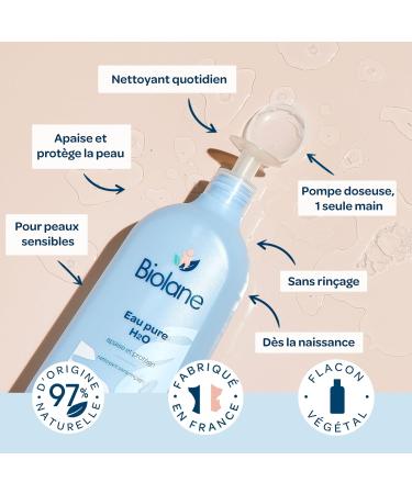 BIOLANE - Pure H2O Water - New Packaging - Baby Face Body & Seat Cleanser - Leave-in - 1 pump bottle 750ml - Made in France - Buy Online on GoSupps.com