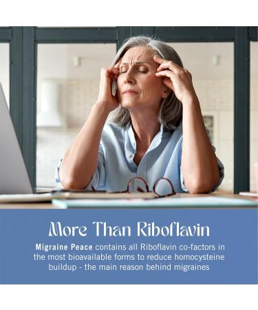 Migraine Peace: Riboflavin 400mg Relief Tablets with Co-Factors for Superb Absorption - 60 Vegan Capsules - Buy Online on GoSupps.com