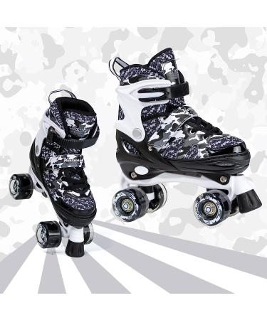 Kuxuan Camo Adjustable Roller Skates with Light Up Wheels - Black - Youth Size 13-3US - Buy Online on GoSupps.com