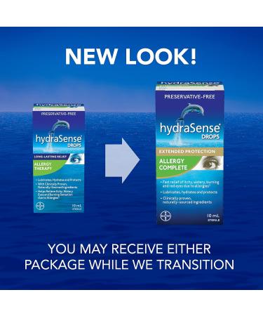 hydraSense Allergy Complete Eye Drops - Preservative Free Drops For Dry Eyes And Eye Allergy Symptoms Fast Relief Of Itchy Watery Red Eyes Naturally Sourced Can Use With Contacts 10mL - Buy Online on GoSupps.com