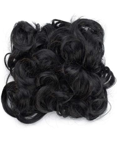 Dark Black Messy Curly Wavy Hair Extensions Bun Piece Up Do Drawstring Ponytail Clip in Comb Chignon - Buy Online on GoSupps.com