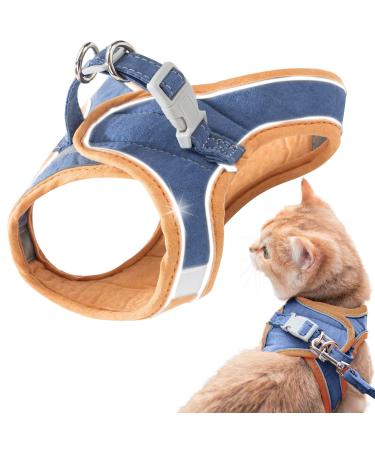 Geeric cat dishes cat dishes breakout cat vest with a leash adjustable dishes for small cats escape proof cat harness set with reflective stripes m blue orange