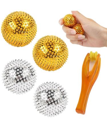 4 pieces of massage ball hedgehog ball scettar magnetic balls massage ball with finger roller massager hedgehog ball foot massage skills hedgehog ball for stress relief or massage 32 mm diameter - Buy Online on GoSupps.com