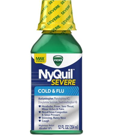 Buy Vicks NyQuil Severe Cold & Flu Relief Liquid - Original Flavor 12 Fl Oz (Pack of 6) | Fast International Shipping - Buy Online on GoSupps.com