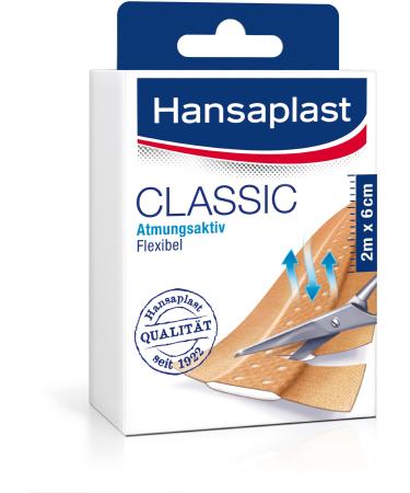 Hansaplast Classic Pflaster 2 m x 6 cm cut -in wound paving in meter goods with extra strong adhesive power flexible and breathable booklet 1 piece (1 Pack) 2m x 6cm