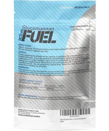 Urban Fuel Active Glucomannan Konjac Fibre 500mg | 180 Capsules - Double Strength | 1 Pack 180 Count - Buy Online on GoSupps.com