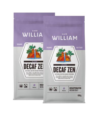 ZEN DECAF Whole Bean Organic Coffee | Medium Roast | Natural Water Decaffeinated Specialty Grade Espresso Machines Grinder | Sustainably Roasted in Canada | Caf William | D caf Biologique en grains - 650 g (2 pack) DECAF ZEN 650 g (Pack of 2)