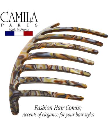 Camila Paris CP3186 4 French Handmade Side Comb | Strong Hold Grip Hair Clips for Women | Durable Styling Hair Accessories - Onyx - Buy Online on GoSupps.com