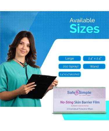Safe n Simple Skin Barrier Wand - 25 Sterile No Sting Applicators for Ostomy Care - Alcohol Free Skin Barrier Swabs - International Shipping Available - Buy Online on GoSupps.com