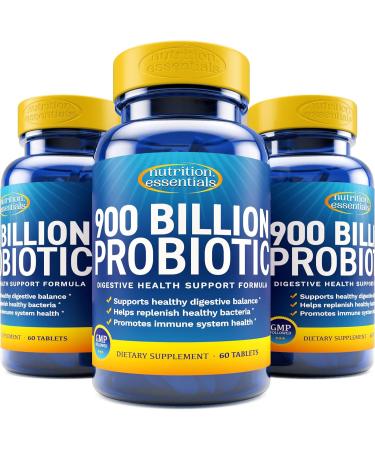 Probiotics for Women and Men - with Natural Lactase Enzyme & Prebiotic Fiber for Digestive Health - 80%+ Stronger Supplement for Gut Health Support - Vegan Raw Probiotic Formula, 3 Count of 60 Tablets