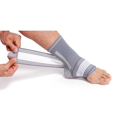 Neotech Care Ankle Brace Support - Elastic & Breathable Fabric - Adjustable Compression Strap - Grey - Size L - Buy Online on GoSupps.com