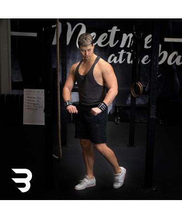 BIOMORPH Professional 54cm Wrist Bandages - Fitness Bodybuilding Strength Training & CrossFit | Unisex White Camo Wrist Wraps - Buy Online on GoSupps.com
