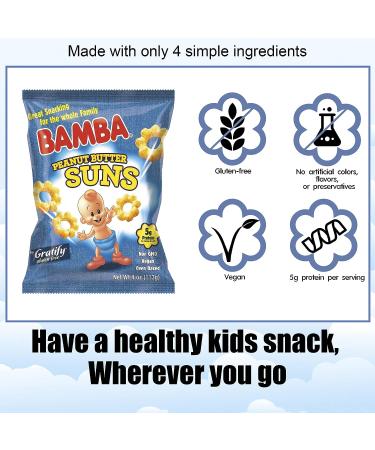 Bamba Peanut Butter Suns Snacks - All Natural Corn Puffs (2 pack - 4oz Bags) - Buy Online on GoSupps.com