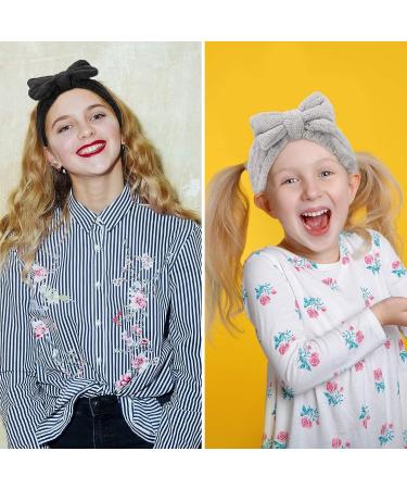Large Microfiber Hair Drying Scrunchies and Bowtie Headbands Set - Black Gray - Buy Online on GoSupps.com