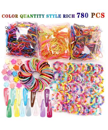 780 Pcs Girls Hair Clip & Tie Set - Colorful Ponytail Holders & Rubber Bands for Kids/Toddlers - Hair Accessories in Candy Colors - Buy Online on GoSupps.com